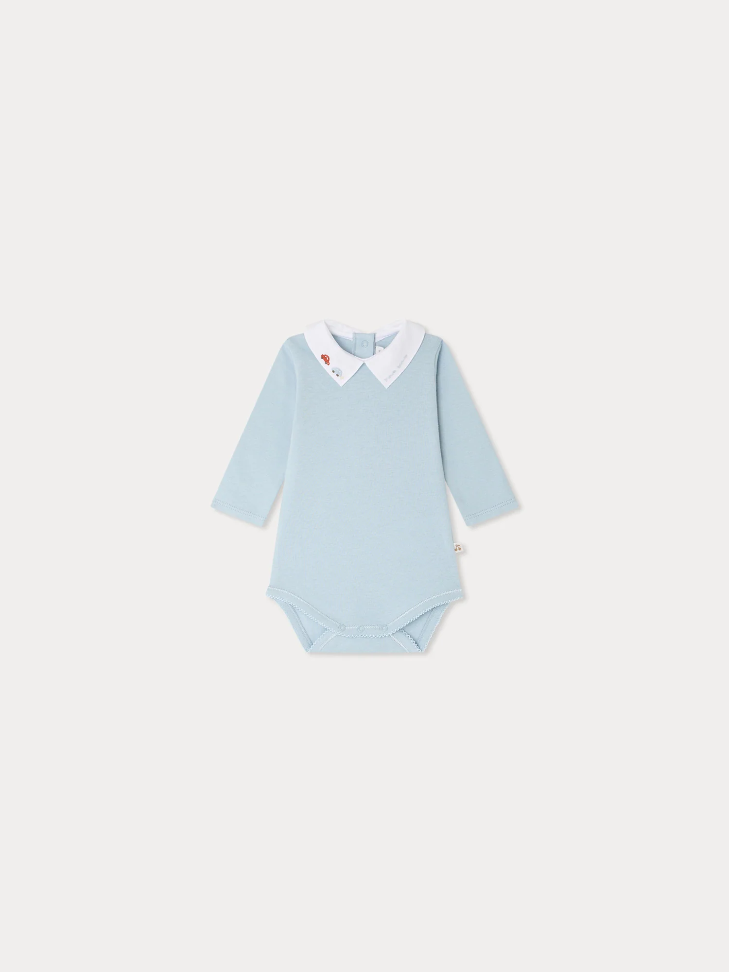 Septembre bodysuit with hand embroidered car in organic cotton