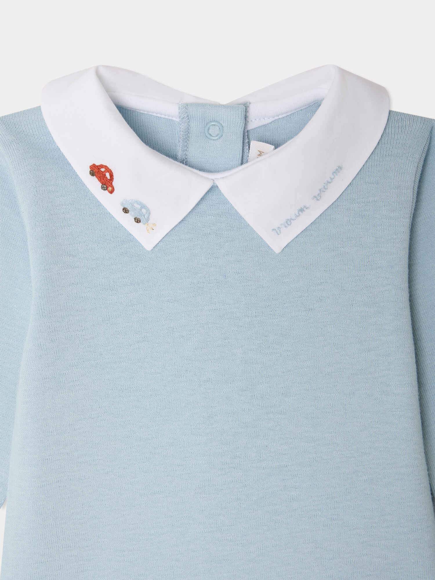 Septembre bodysuit with hand embroidered car in organic cotton - Image 3