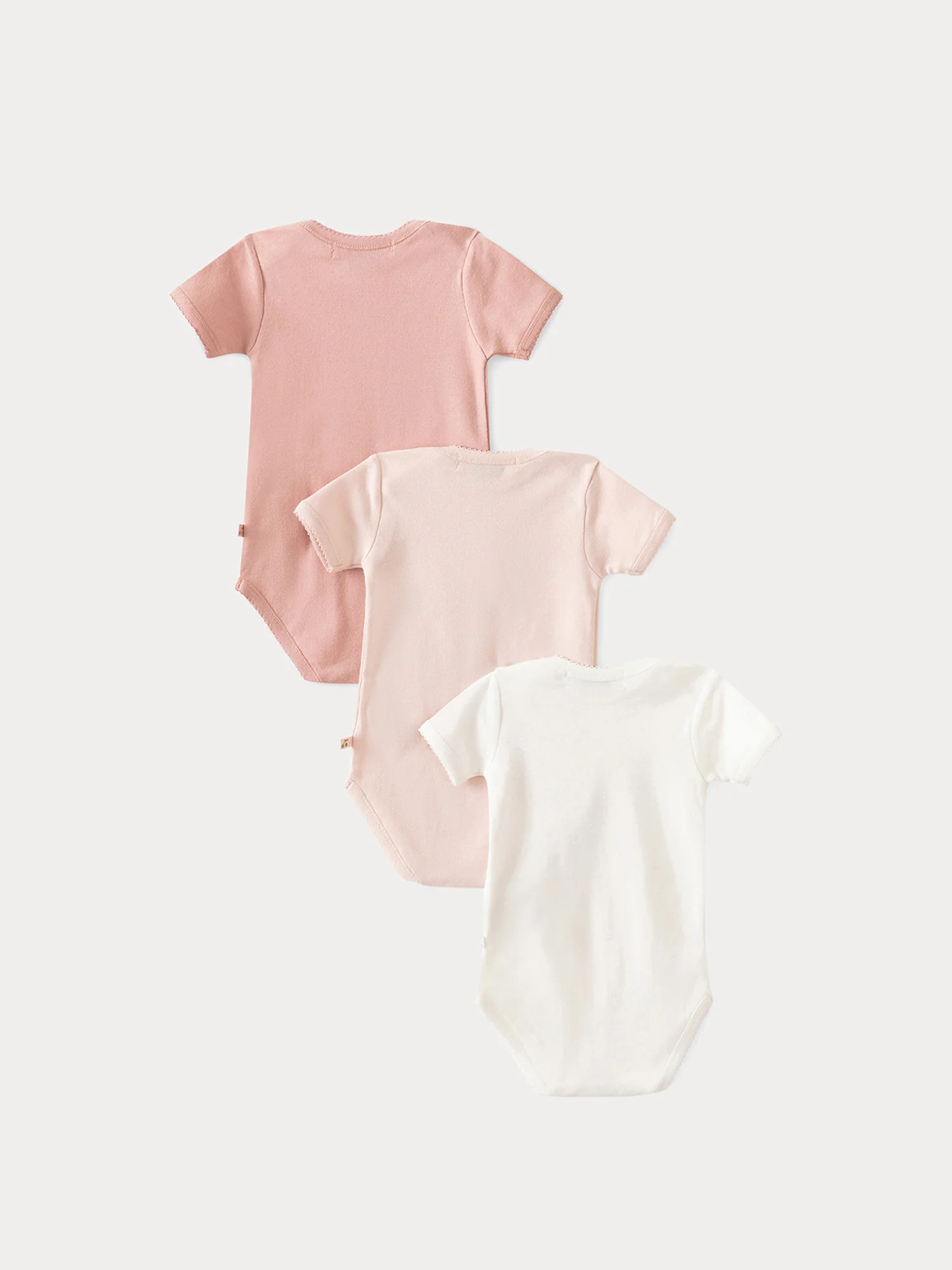 Set of 3 organic cotton short-sleeved bodysuits in pink - Image 3