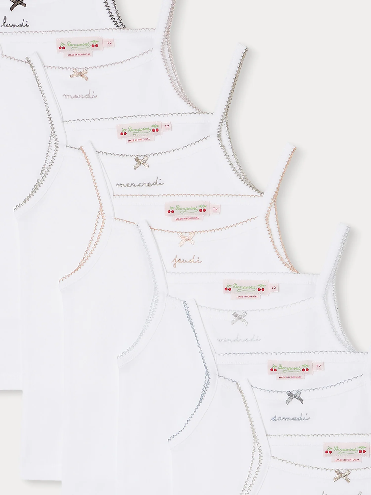 Set of 7 embroidered organic cotton tank tops - Image 3