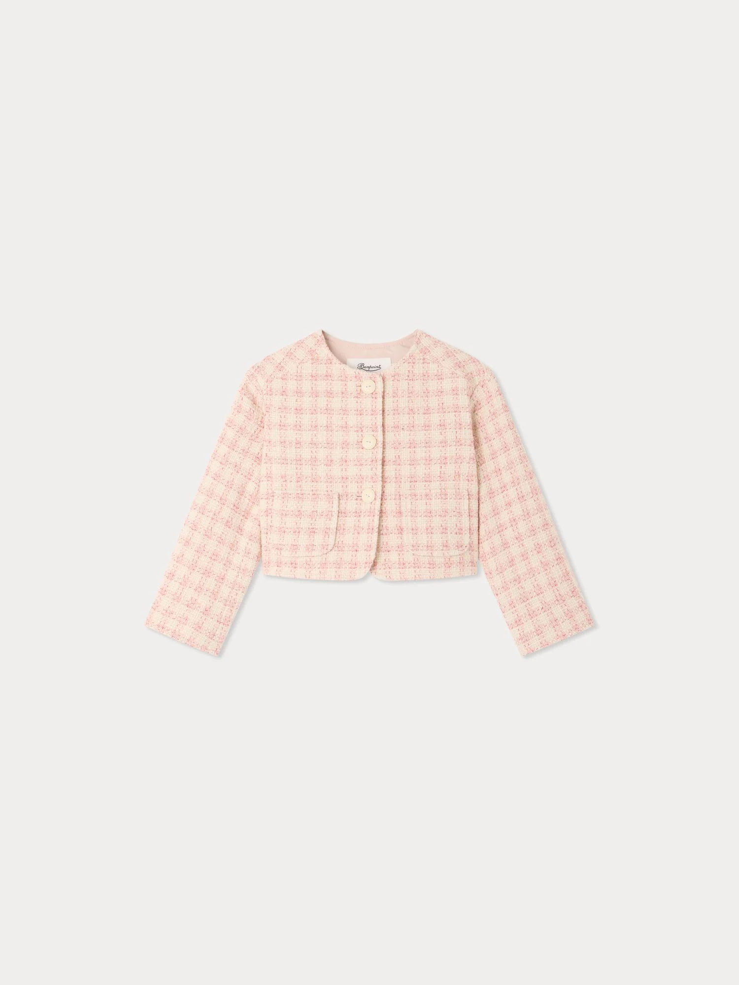 Tabitha jacket in powder pink tweed