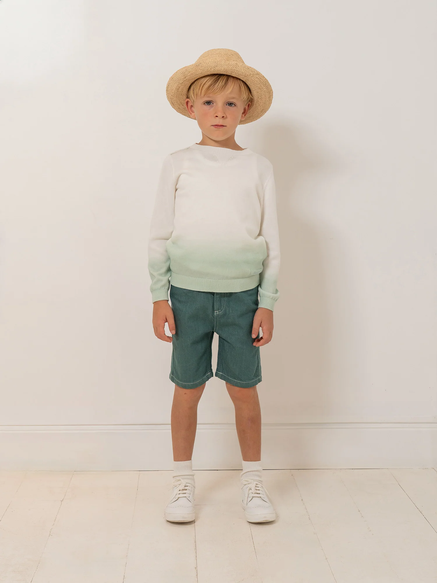 Tahar green dip-dye sweater in organic cotton - Image 6