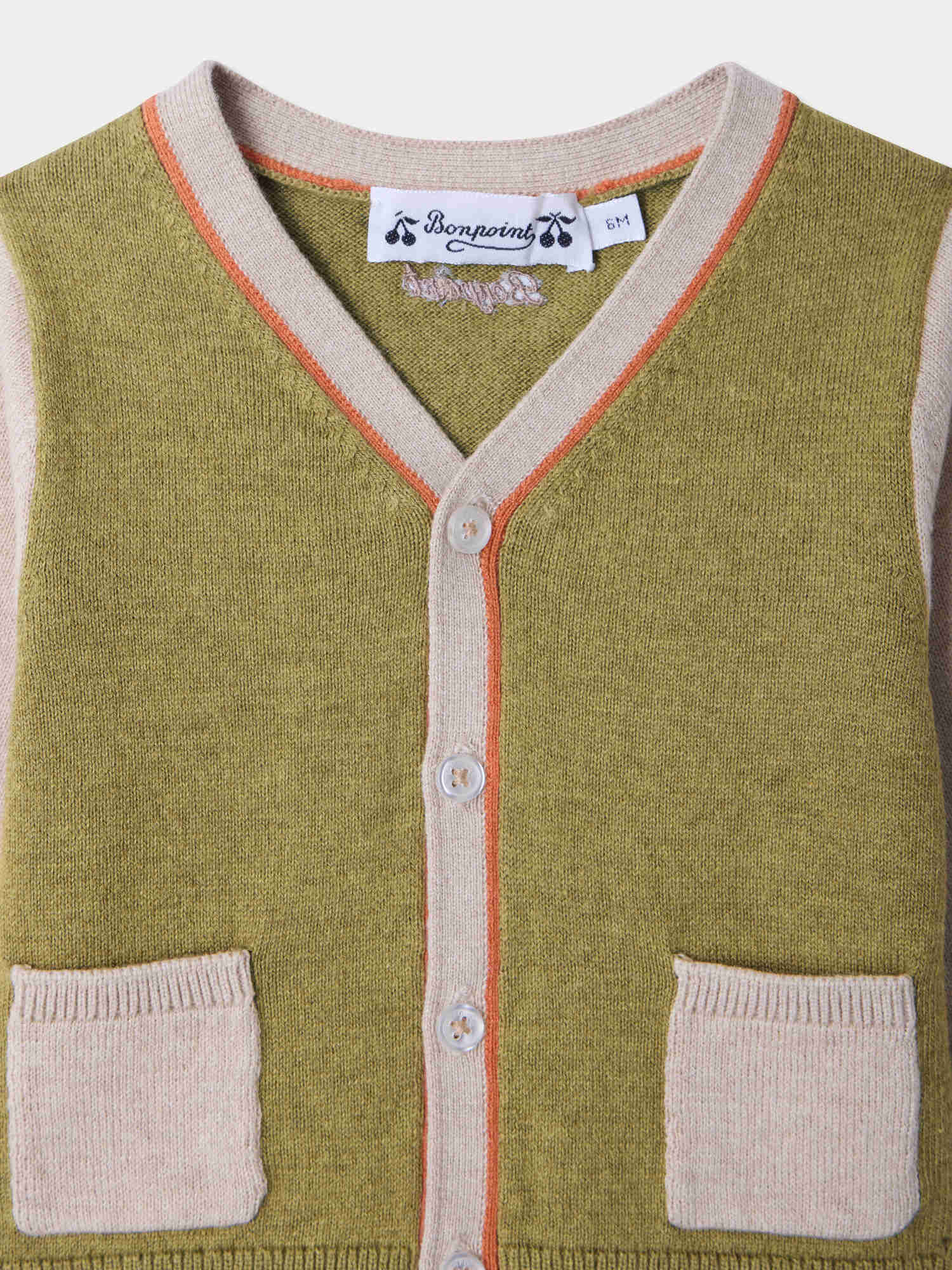 Tahiel V-neck baby cardigan in organic cotton and cashmere - Image 3