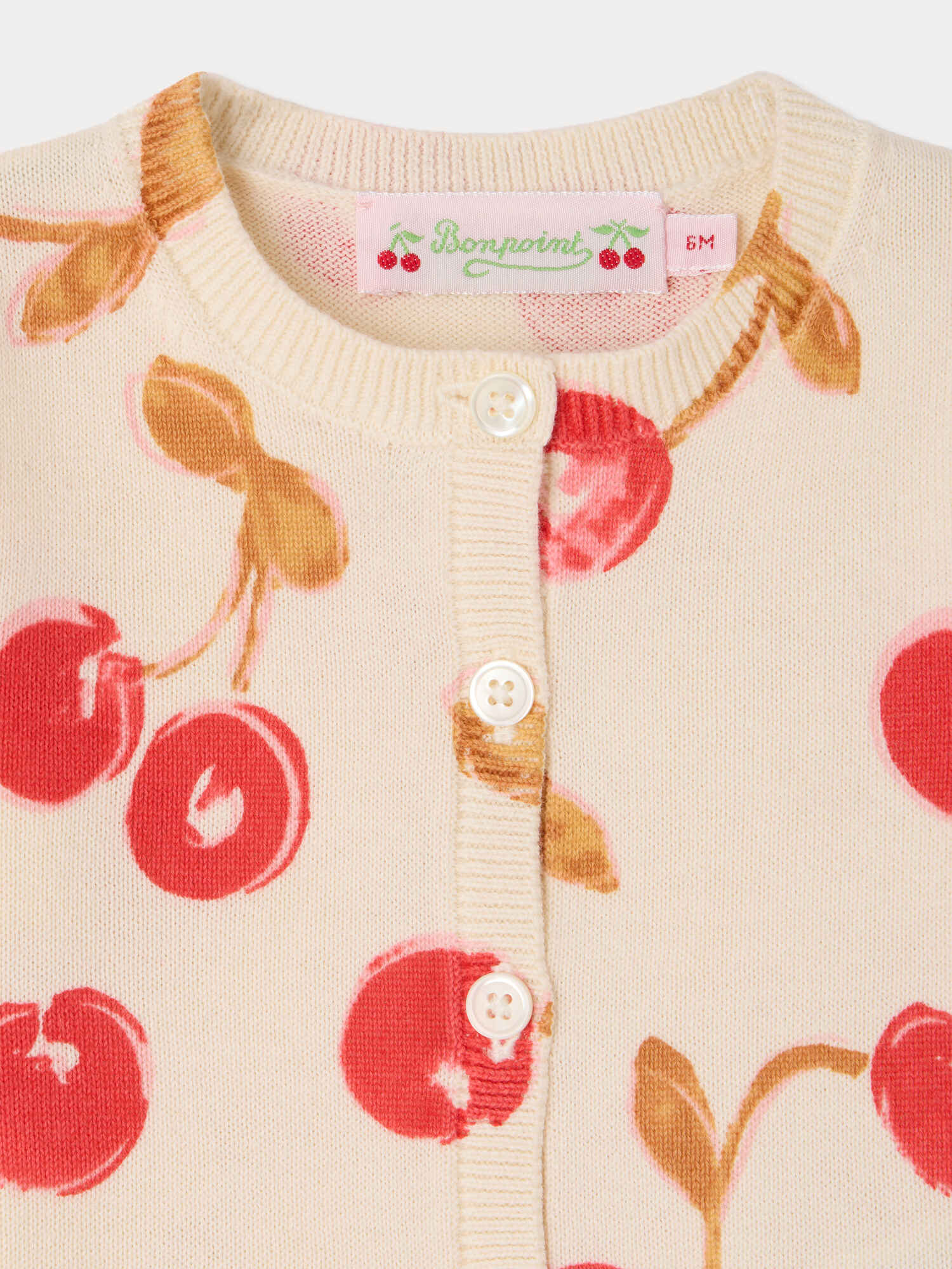 Teyana round neck cardigan with cherry print - Image 3