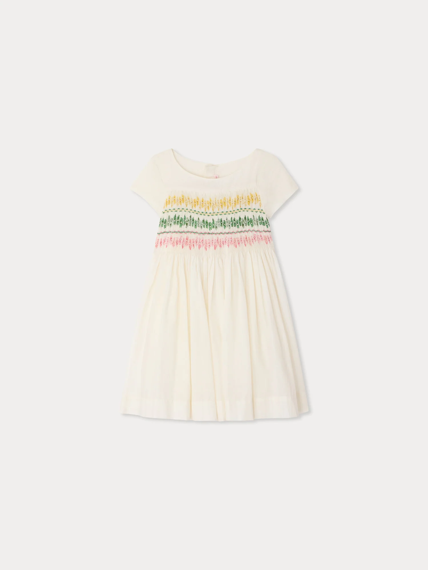Tie-dye smocked and hand-embroidered Duchesse dress in organic cotton - Image 2