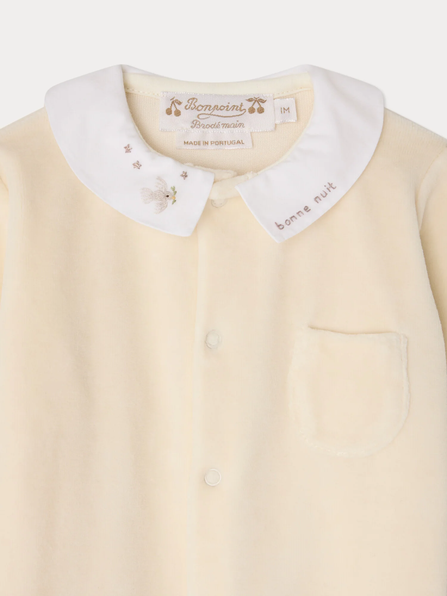 Tilouan velour pyjamas with hand-embroidered bird collar - Image 3