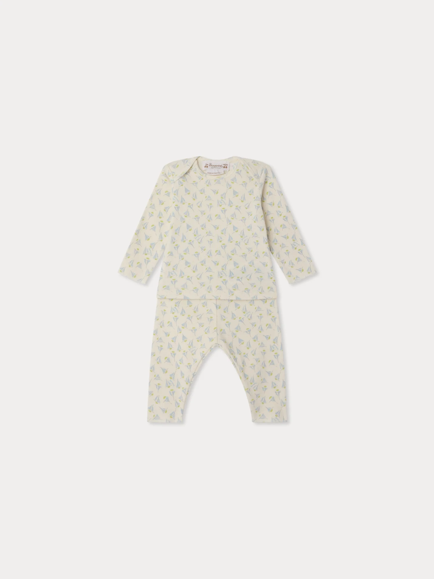 Timi set with sailboat print in organic cotton