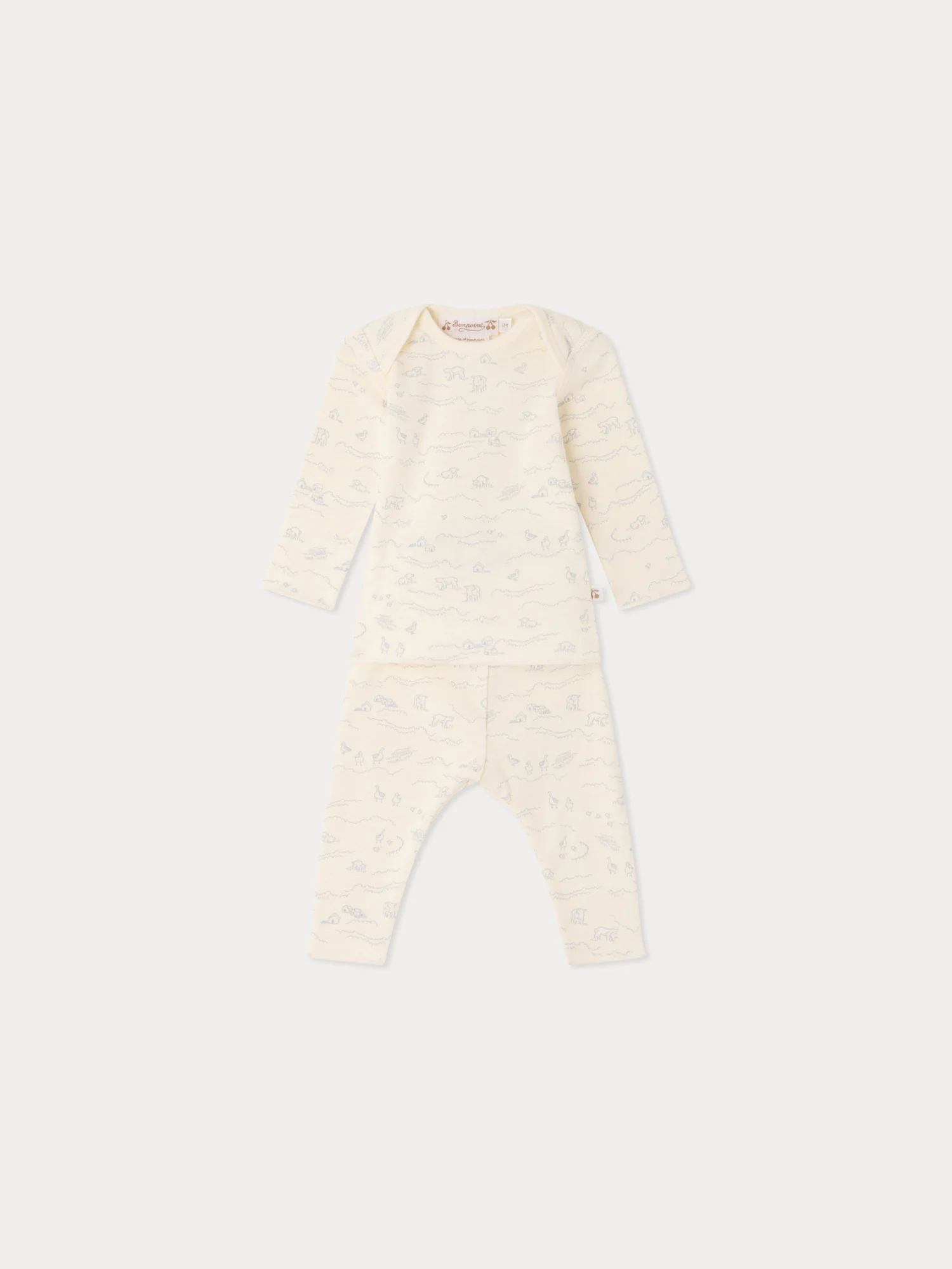 Timi set with sheep print in organic cotton
