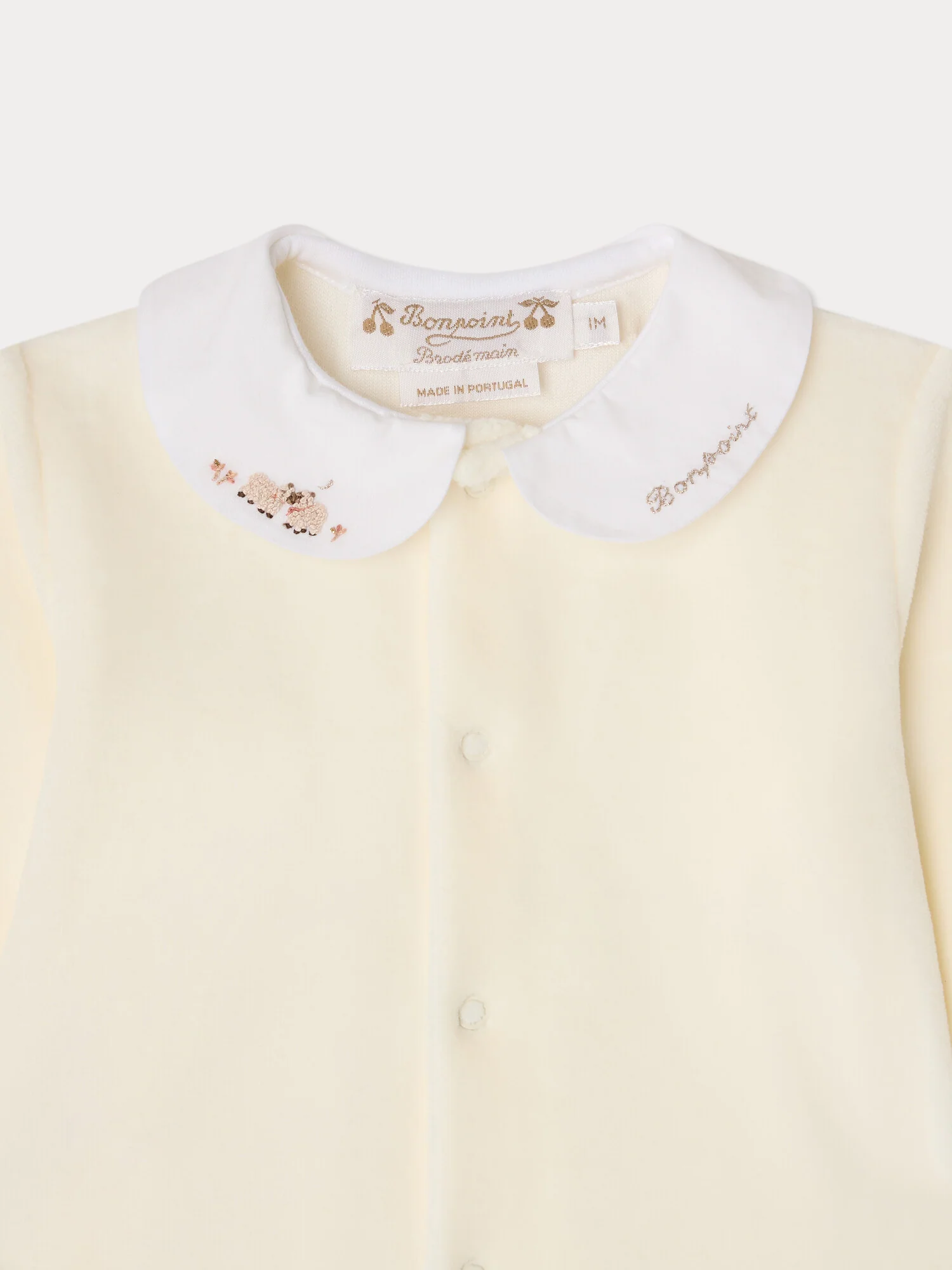 Tintina pyjamas embroidered lambs in organic cotton velvet - Image 3
